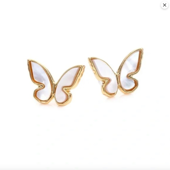 NEW Kate Spade Mother of Pearl Flutter Butterfly Stud Earrings Gold Cream w/ BOX - Picture 3 of 7